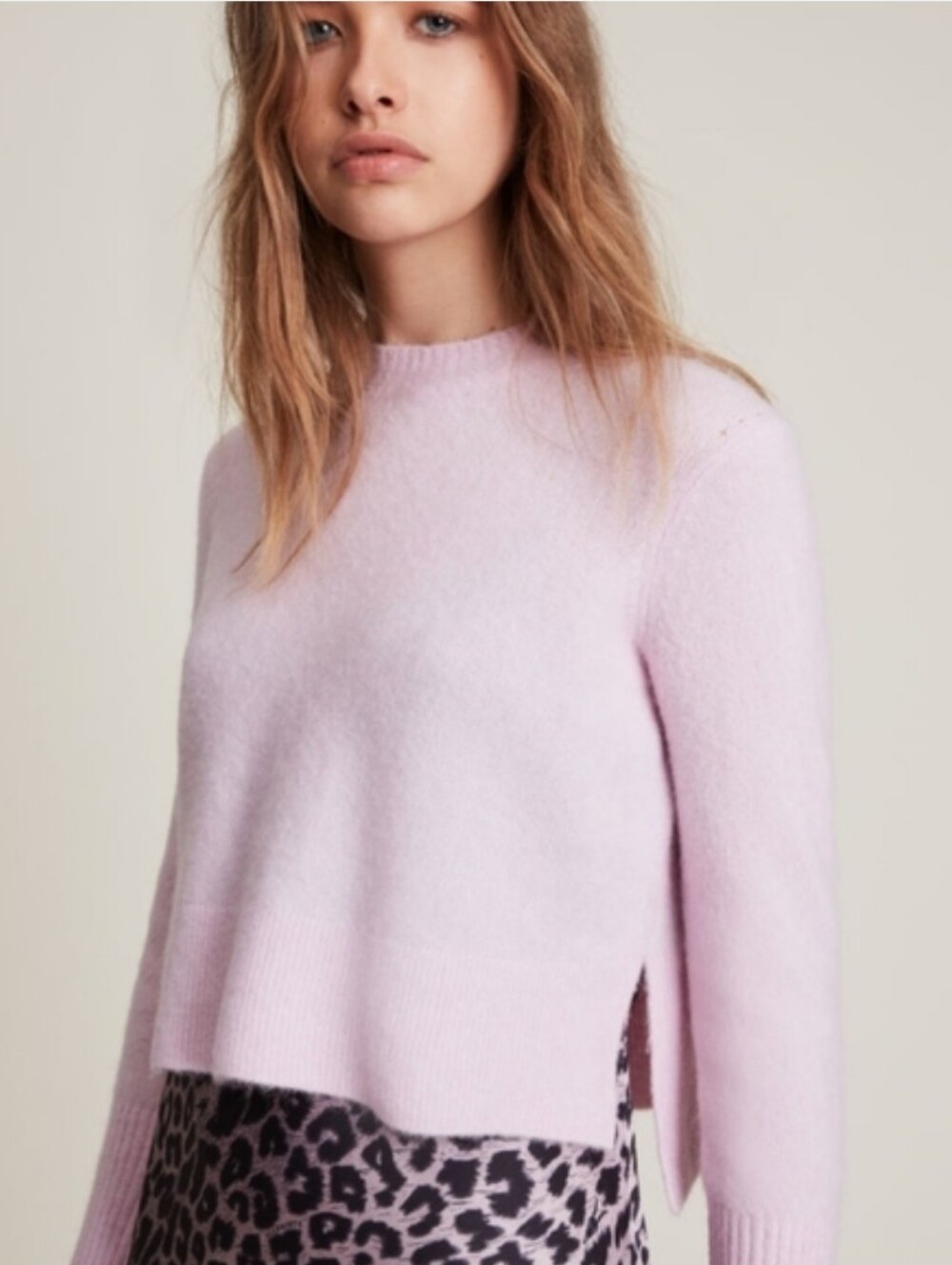 Womens All Saints Wick Crew wool Alpaca blend crop sweater Medium